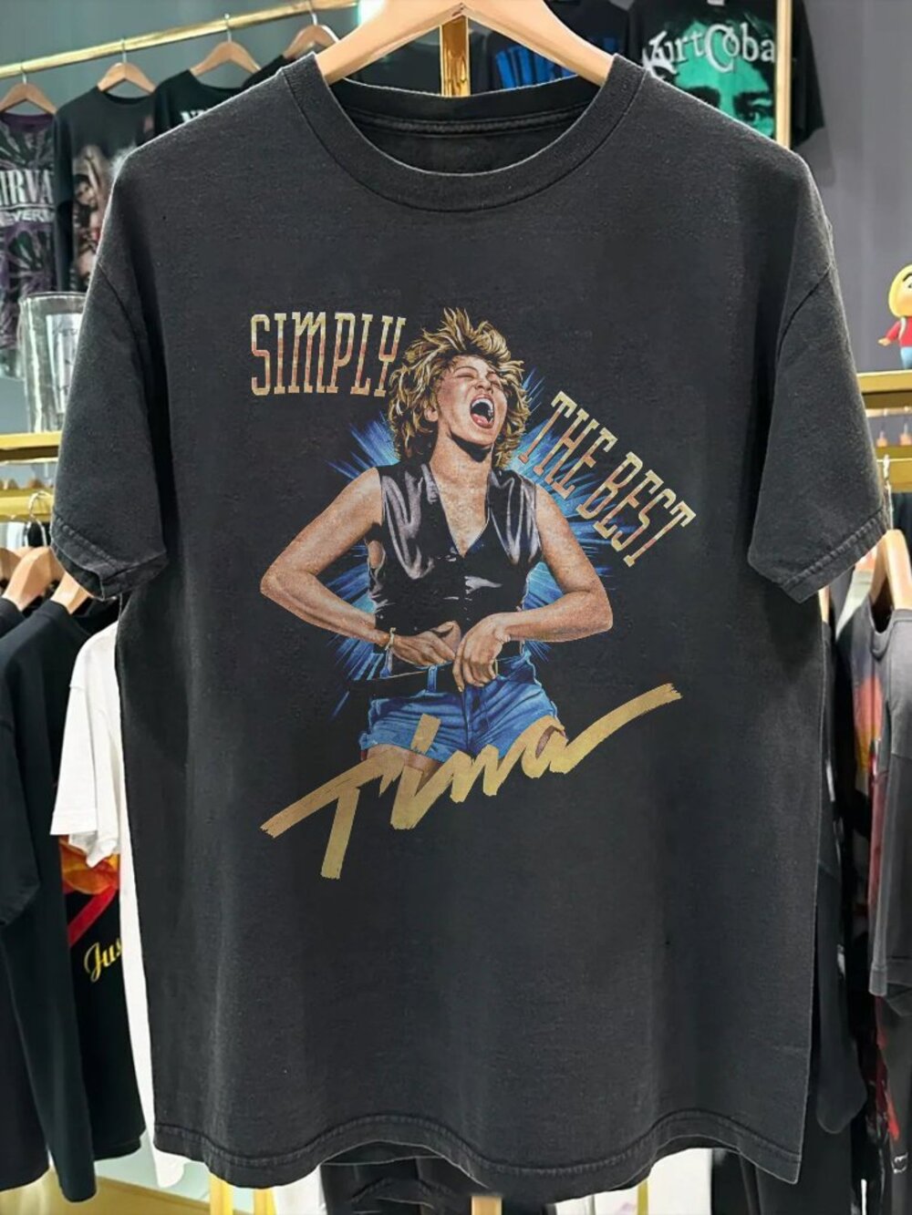 Vintage Tina Turner - Simply The Best Washed Black T-Shirt